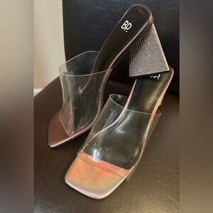 BP -Collins-PU Slip-on Sandal Block Heel with Rhinestones-Women’s Size 10
